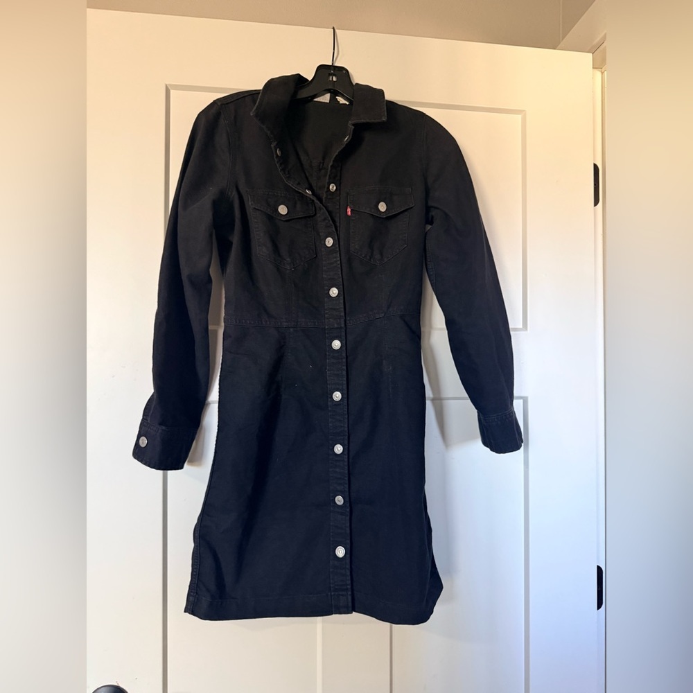 Levi’s Dark Wash Denim Mini Dress XS Long Sleeve